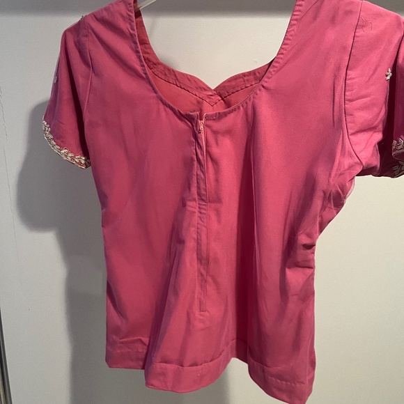 Women’s Indian 3 Piece Pink with Metali Sequin Top & Pants w Matching Wrap-Large - Picture 11 of 15